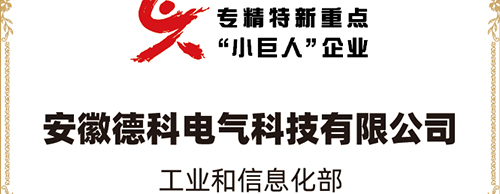 「小巨人 大分量」| 德科電氣榮獲“國家專精特新重點小巨人企業(yè)”稱號！